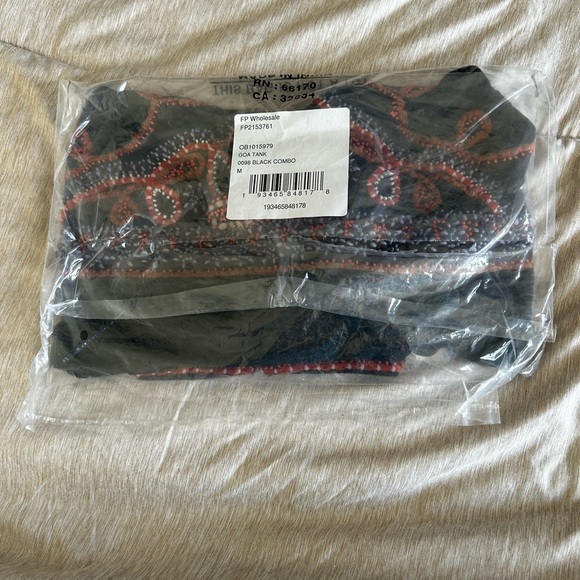 NWT Free People Boho Hippie Black Halter, Tie Back, Embroidered Beaded Crop Top - Picture 14 of 14